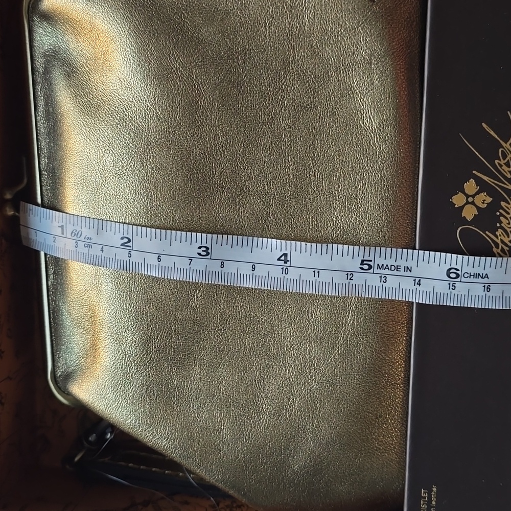 Patricia Nash Metallic Gold Leather Wristlet Clutch - Picture 10 of 15